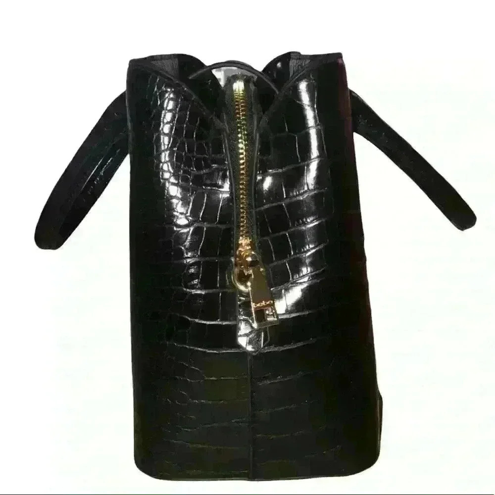 Bebe Black Crocodile Satchel with Card Case - Picture 4 of 12